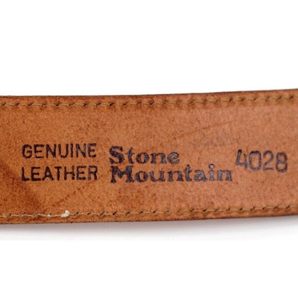 Stone Mountain TAN BROWN GENUINE LEATHER 1 3/8"Wd CASUAL WOMEN'S BELT Sz S (G10 - Picture 8 of 14